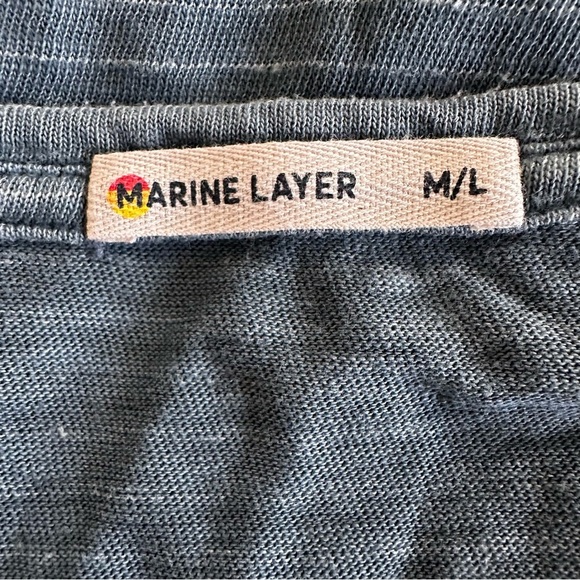 Marine Layer Men's Blue Striped Long Sleeve patch pocket Shirt - Picture 5 of 7